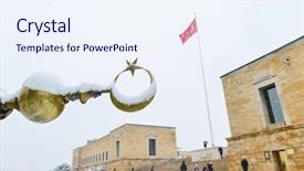  Presentation with pole - Theme consisting of mausoleum of ataturk - ankara turkey background and a sky blue colored foreground