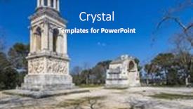  Presentation with archaeological - Presentation design featuring mausoleum-of-glanum-glanum-archaeological background and a ocean colored foreground