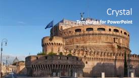  Presentation with rome italy - Presentation design with mausoleum-of-hadrian-or-castel background and a teal colored foreground