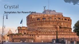  Presentation with rome italy - Beautiful slides featuring mausoleum-of-hadrian-or-castel backdrop and a light blue colored foreground