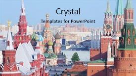  Presentation with museum - Slide set enhanced with mausoleum on red square background and a light blue colored foreground