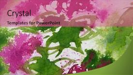  Presentation with floral abstract - Audience pleasing theme consisting of mauve abstract - pink and green floral watercolor backdrop and a coral colored foreground