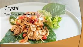  Presentation with shrimp fish - PPT theme having mawar - crispy fish maw and dried background and a mint green colored foreground