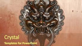  Presentation with oak door texture and - Colorful presentation theme enhanced with mawar - doorknocker on allwood door backdrop and a tawny brown colored foreground