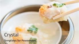  Presentation with fish ball - PPT theme consisting of mawar - shrimp ball with fish maw background and a lemonade colored foreground