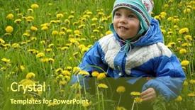  Presentation with thank you flowers - Colorful slide set enhanced with max - boy and flowers meadow backdrop and a tawny brown colored foreground