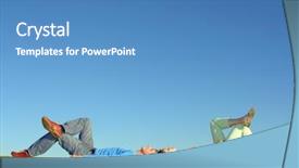  Presentation with max - Presentation theme featuring max - couple lie on blue sky background and a teal colored foreground