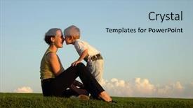  Presentation with max - Audience pleasing theme consisting of max - mother with son on sundown backdrop and a light blue colored foreground