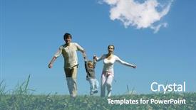  Presentation with sky blue - Presentation theme with max - running family under blue sky background and a light blue colored foreground