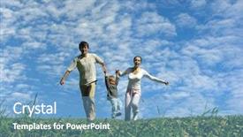  Presentation with running - Slides consisting of max - running family under cloudfield background and a teal colored foreground