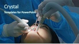  Presentation with dental - Presentation with maxillofacial - woman under dental check up background and a ocean colored foreground