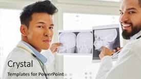  Presentation with maxillofacial surgery - Presentation design with maxillofacial surgery - two doctors as competent radiologists background and a light gray colored foreground