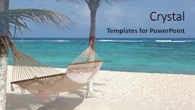  Presentation with coconut - Cool new PPT layouts with maya - idyllic beach with coconut trees backdrop and a light blue colored foreground