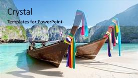  Presentation with maya bay - Presentation theme enhanced with maya bay phi phi leh background and a light blue colored foreground