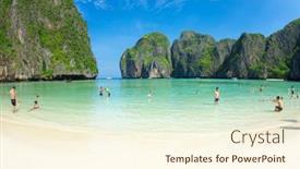  Presentation with maya bay - Audience pleasing slides consisting of maya-bay-thailand-february-24 backdrop and a  colored foreground