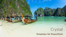  Presentation with maya bay - Beautiful presentation theme featuring maya-bay-thailand-february-24 backdrop and a sky blue colored foreground