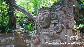  Presentation with maya - PPT theme having maya-statue-in-the-honduras background and a gray colored foreground