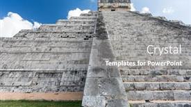  Presentation with archaeological - Slides featuring mayan-el-castillo-pyramid background and a gray colored foreground