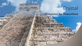  Presentation with archaeological - PPT theme enhanced with mayan-el-castillo-pyramid background and a light blue colored foreground