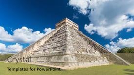  Presentation with archaeological - PPT theme with mayan el castillo pyramid at the archaeological site in chichen itza mexico background and a coral colored foreground