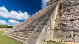  Presentation with archaeological - Audience pleasing PPT theme consisting of mayan el castillo pyramid at the archaeological site in chichen itza mexico backdrop and a coral colored foreground