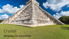  Presentation with archaeological - Cool new slide deck with mayan el castillo pyramid at the archaeological site in chichen itza mexico backdrop and a gold colored foreground