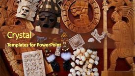  Presentation with mayan - Colorful PPT theme enhanced with mayan mexican handcrafts souvenirs carved backdrop and a tawny brown colored foreground