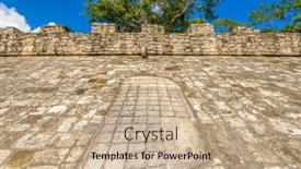  Presentation with mayan - Cool new presentation design with mayan-pyramid-in-coba-mexico backdrop and a soft green colored foreground