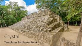  Presentation with mayan - Beautiful presentation theme featuring mayan-pyramid-in-coba-mexico backdrop and a coral colored foreground