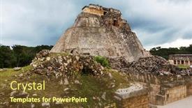  Presentation with mayan - PPT theme featuring mayan-pyramid-in-uxmal-yucatan background and a tawny brown colored foreground