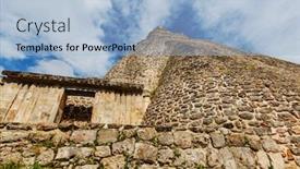  Presentation with mayan - PPT theme with mayan-pyramid-in-uxmal-yucatan background and a light blue colored foreground