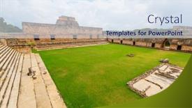  Presentation with mayan - Presentation theme featuring mayan-pyramid-in-uxmal-yucatan background and a sky blue colored foreground