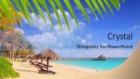  Presentation with mayan - Beautiful presentation theme featuring mayan riviera tropical beach palm backdrop and a light blue colored foreground