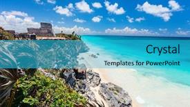  Presentation with maya - Slide deck featuring mayan ruins and beautiful caribbean background and a teal colored foreground