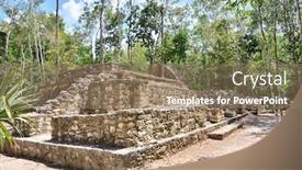  Presentation with mayan - Presentation featuring mayan ruins in coba mexico background and a coral colored foreground