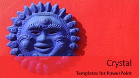  Presentation with handicraft - Presentation theme consisting of mayan sun handicraft background and a red colored foreground