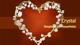  Presentation with mayflower - Presentation theme having mayflower - heart shape made of lilly-of-the-valley background and a tawny brown colored foreground