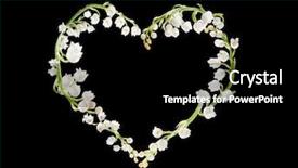  Presentation with mayflower - Theme consisting of mayflower - heart shape made of lilly-of-the-valley background and a black colored foreground