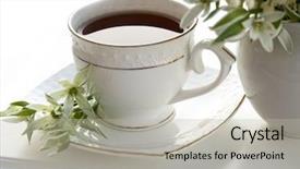  Presentation with lily of the valley close - PPT theme with mayflower - lily of the valley background and a light gray colored foreground