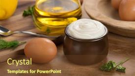 Presentation with salad dressing - Presentation design with mayonnaise-homemade-healthy-mayonnaise-sauce background and a tawny brown colored foreground