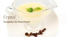  Presentation with mayonnaise - PPT layouts consisting of mayonnaise in bowl isolated on white background and a cream colored foreground