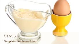  Presentation with mayonnaise - Presentation having mayonnaise in bowl isolated on white background and a cream colored foreground