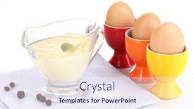  Presentation with mayonnaise - Beautiful PPT theme featuring mayonnaise in bowl on napkin isolated on white backdrop and a sky blue colored foreground