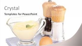  Presentation with mayonnaise - Slide deck enhanced with mayonnaise in bowl on napkin isolated on white background and a white colored foreground