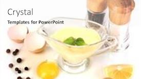  Presentation with mayonnaise - PPT theme enhanced with mayonnaise ingredients isolated on white background and a white colored foreground