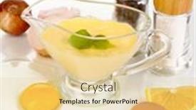  Presentation with mayonnaise - Beautiful PPT theme featuring mayonnaise-ingredients-isolated-on-white backdrop and a lemonade colored foreground