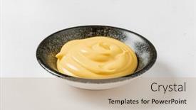  Presentation with mayonnaise - PPT theme having mayonnaise-isolated-on-white-background background and a coral colored foreground