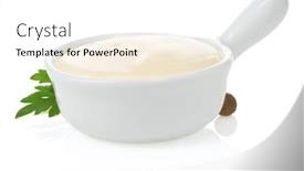  Presentation with food white - Slides enhanced with mayonnaise-sauce-and-food-ingredient background and a white colored foreground