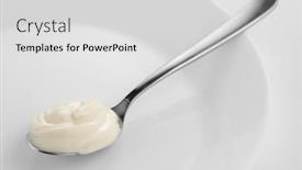  Presentation with mayonnaise - Slides with mayonnaise-spoon-of-homemade-healthy background and a light gray colored foreground