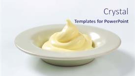  Presentation with mayonnaise - Colorful presentation design enhanced with mayonnaise-swirl backdrop and a sky blue colored foreground